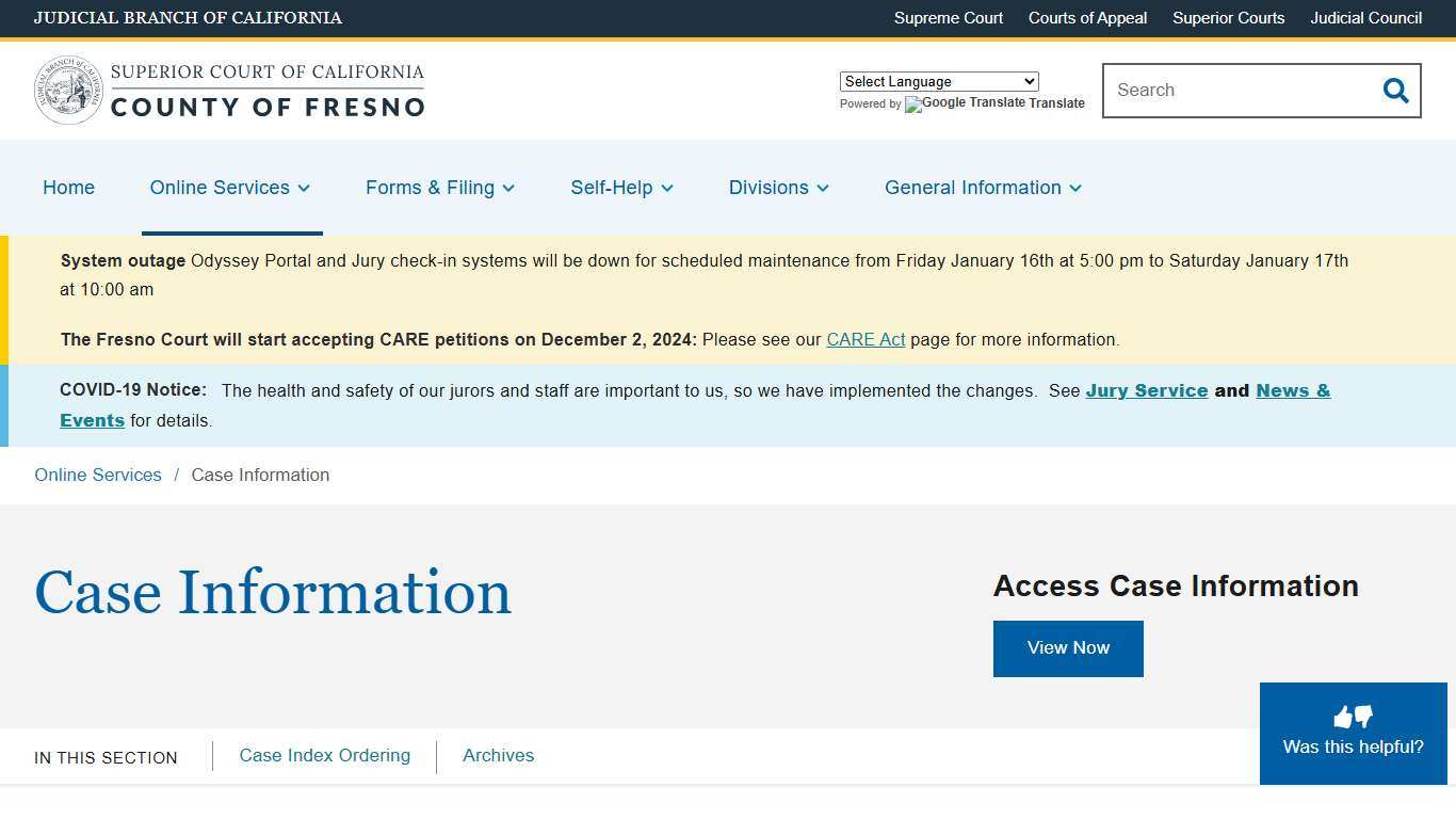 Case Information | Superior Court of California | County of Fresno